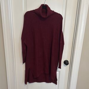 Women's Burgundy Turtleneck Tunic Sweater
